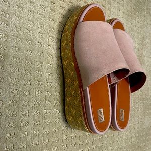 Fitflop eloise suede wedge slides soft lilac